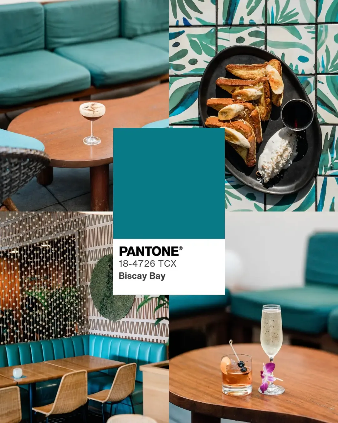 Pantone Cantaloupe color chip with a fruit platter and friends in the lounge